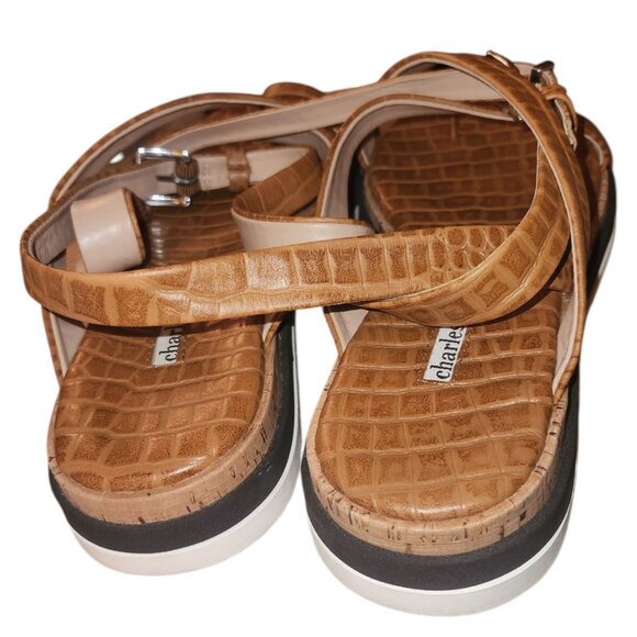 Charles David Chance Croc-Embossed Leather Sandal Brown Size 9.5M - Picture 5 of 8